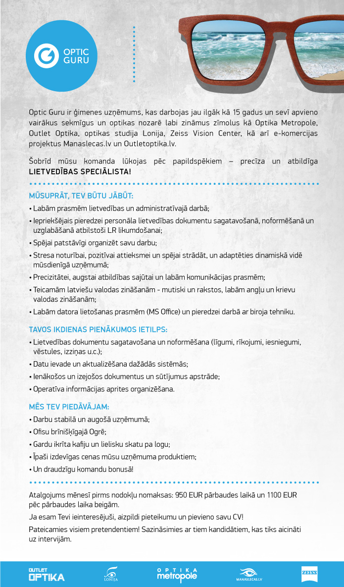 Vakance Personāla speciāliste/s lietvede/is, Ogre, Ogres rajons