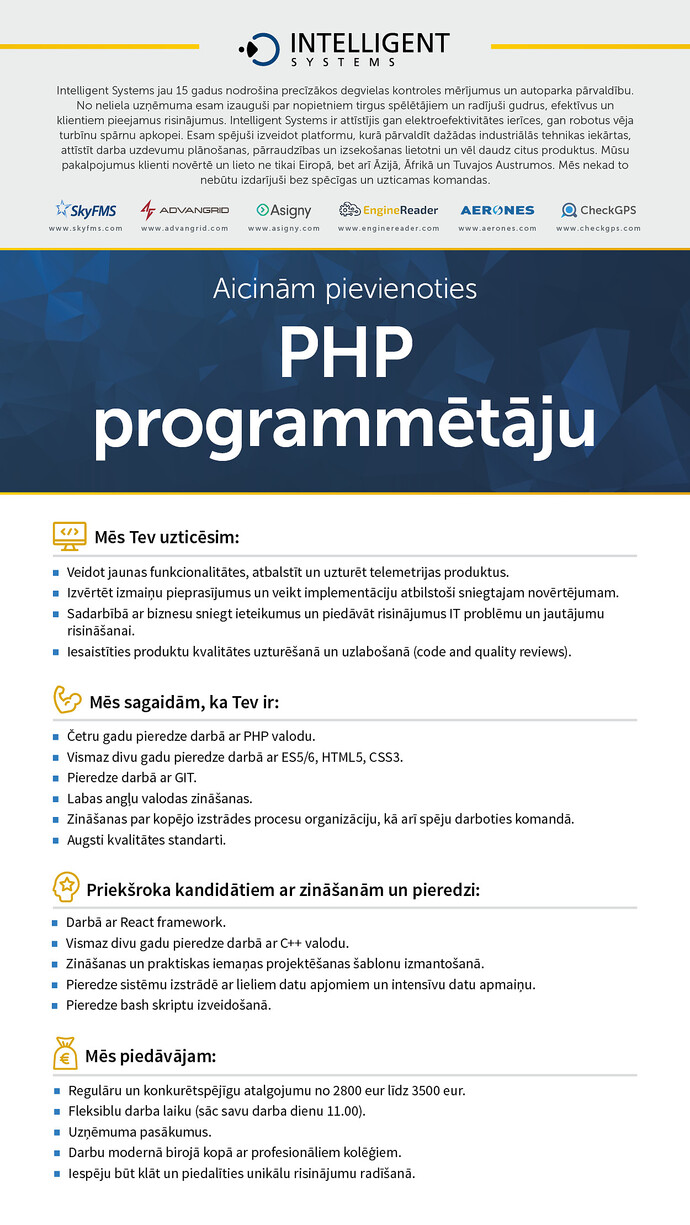 Vakance - PHP PROGRAMMĒTĀJS, Rīga, Rīgas rajons ...